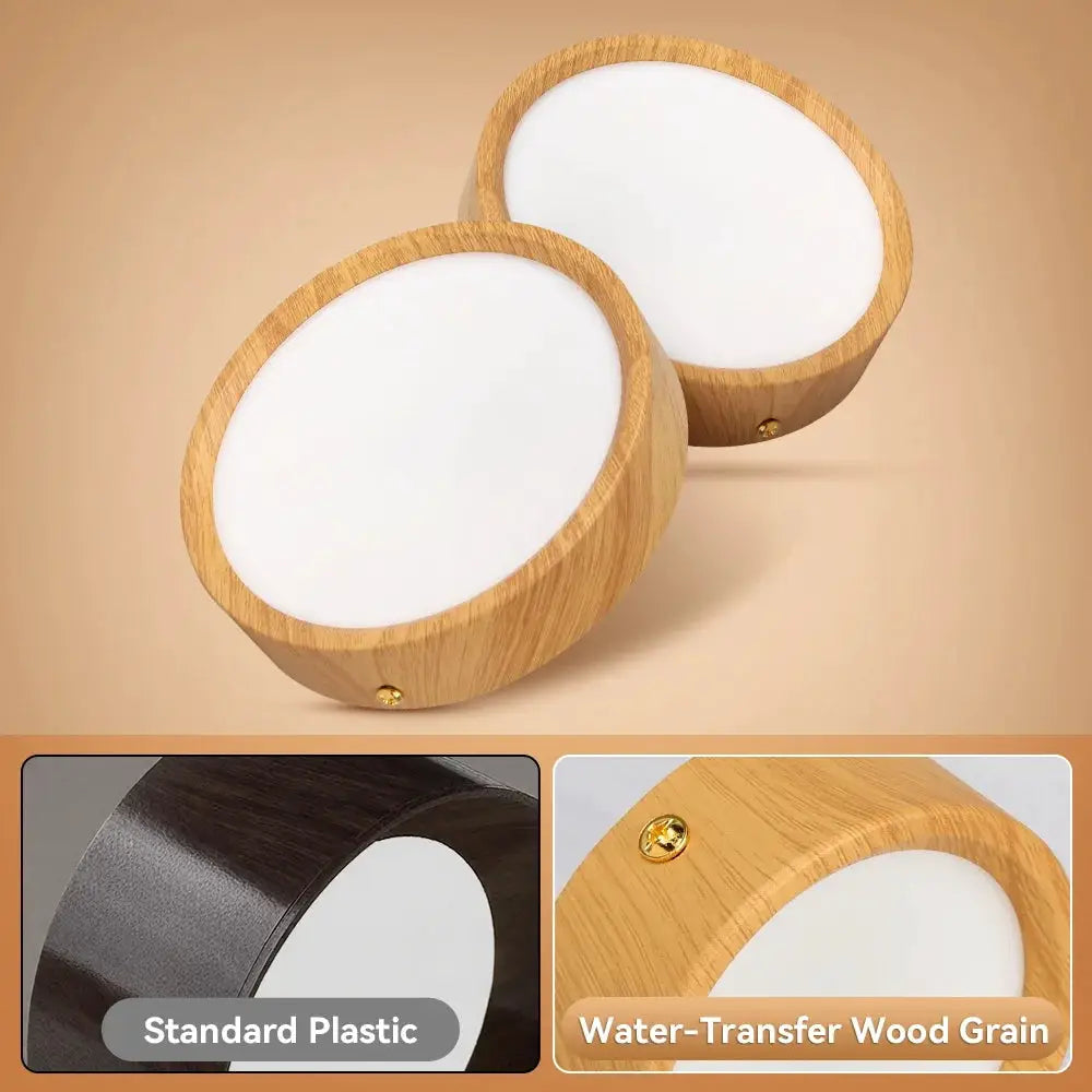 GX53 wooden ceiling lamp pair, Simples Market, 220V indoor LED downlight with white diffuser and wood-grain finish