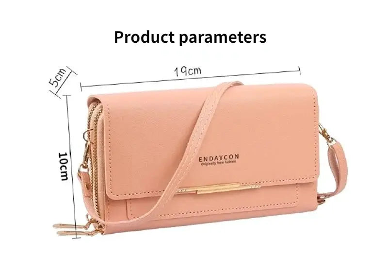 Endaycon pink women's mid-size wallet bag by Simples Market with convertible crossbody strap and coin pocket