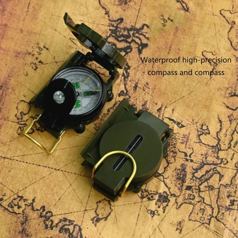 Outdoor Survival Compass for Mountaineering and Camping Portable Flip Top with Durable Plastic Casing Military Green