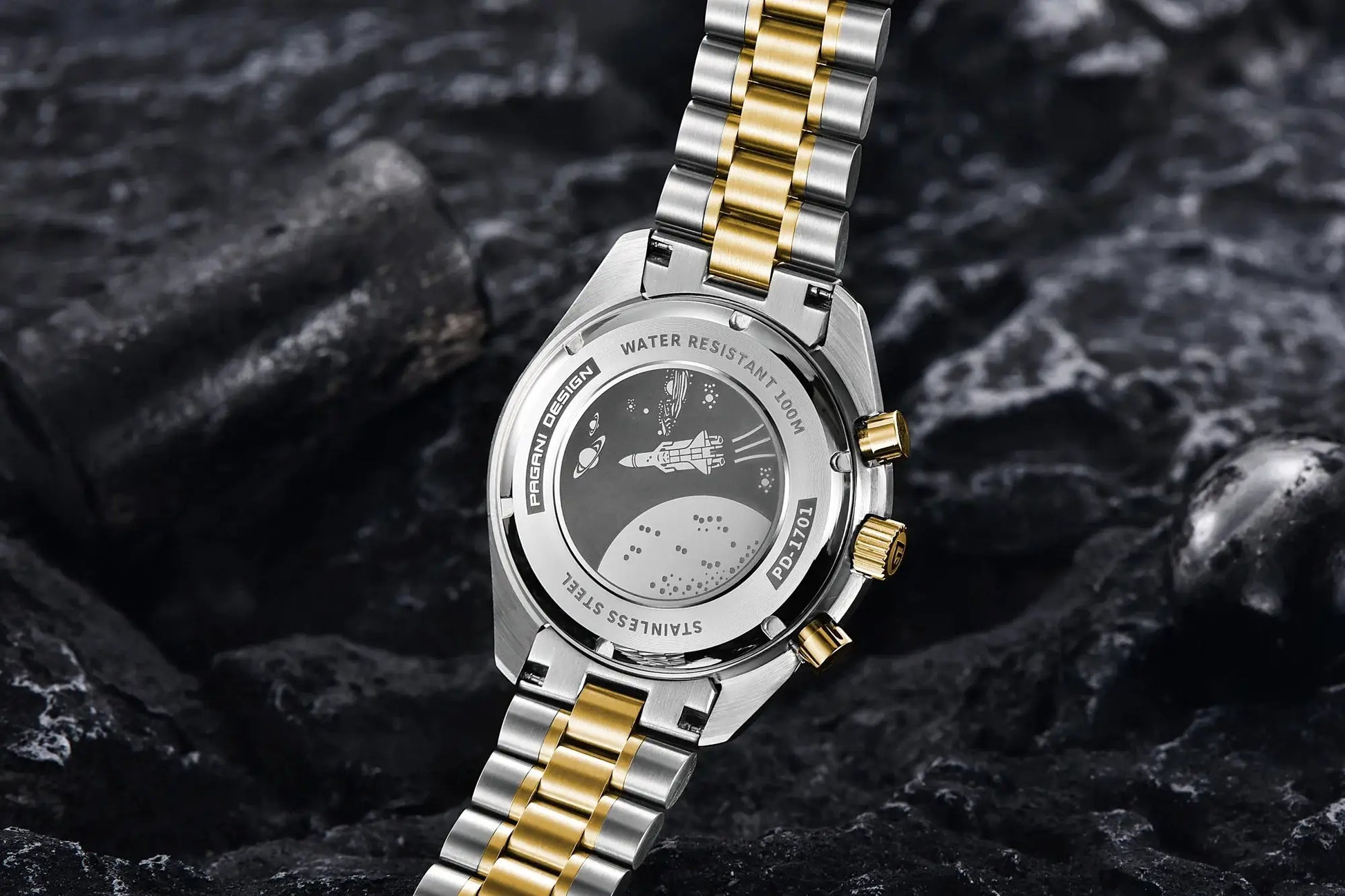 Pagani Design two-tone stainless steel watch with gold center links