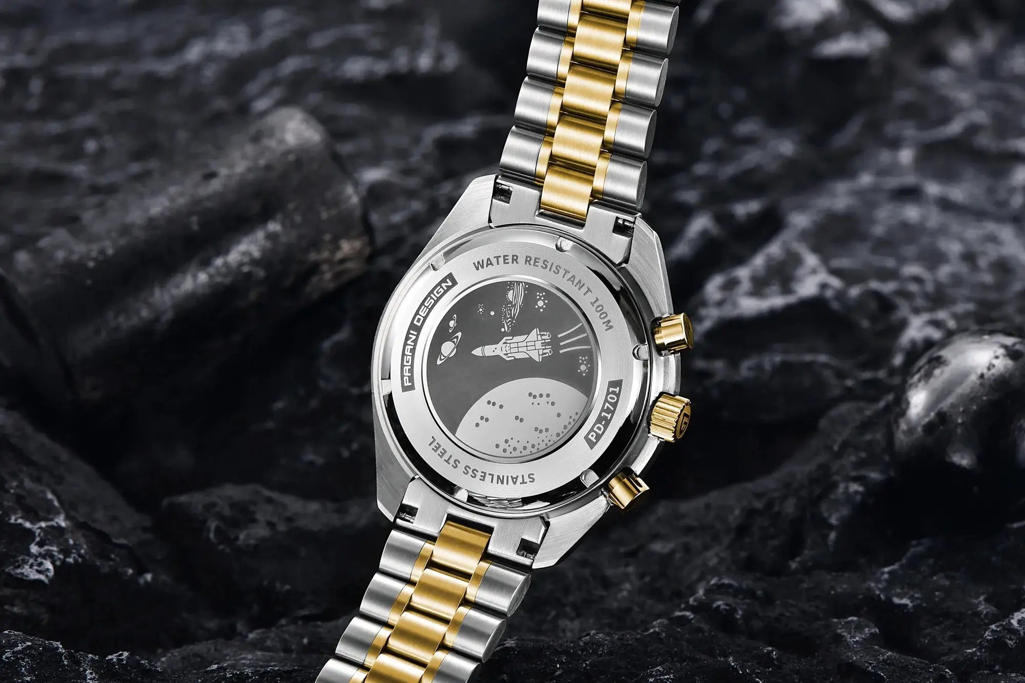Pagani Design two-tone stainless steel watch with gold center links