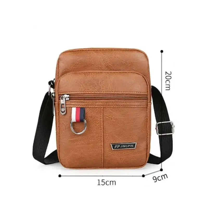Aurora PU Leather Crossbody Bag For Men Large Capacity Casual Solid Color Shoulder Bag
