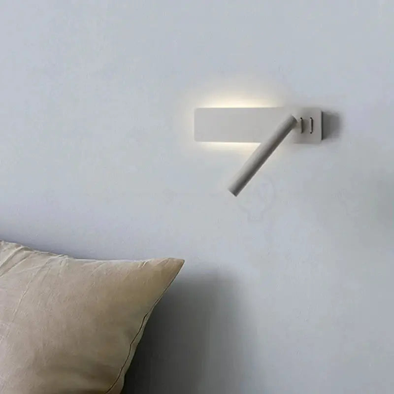 LED wall reading lamp white, adjustable arm wall-mounted bedside sconce for minimalist bedroom