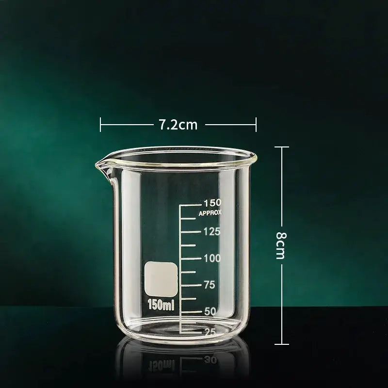 High Borosilicate Glass Measuring Cup Beaker 50ml to 1000ml with Clear Etched Scale for Kitchen and Laboratory Baking