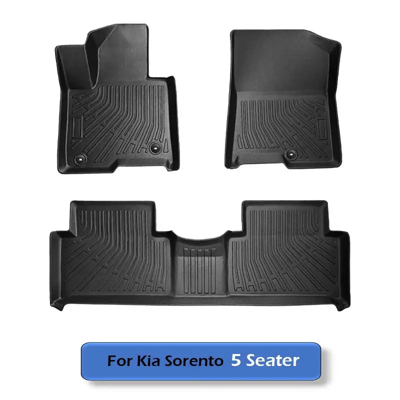 Three-piece all-weather floor mats and cargo liner for Kia Sorento 5 Seater, black TPE by Simples Market