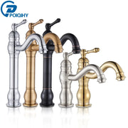 POIQIHY six-piece vintage basin vessel faucet set from Simples Market in chrome, brass, bronze, black, silver and gold finishes.