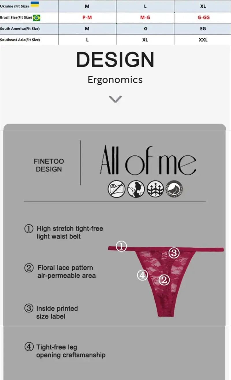 5-piece women's lace thong underwear set by Simples Market in pink floral lace