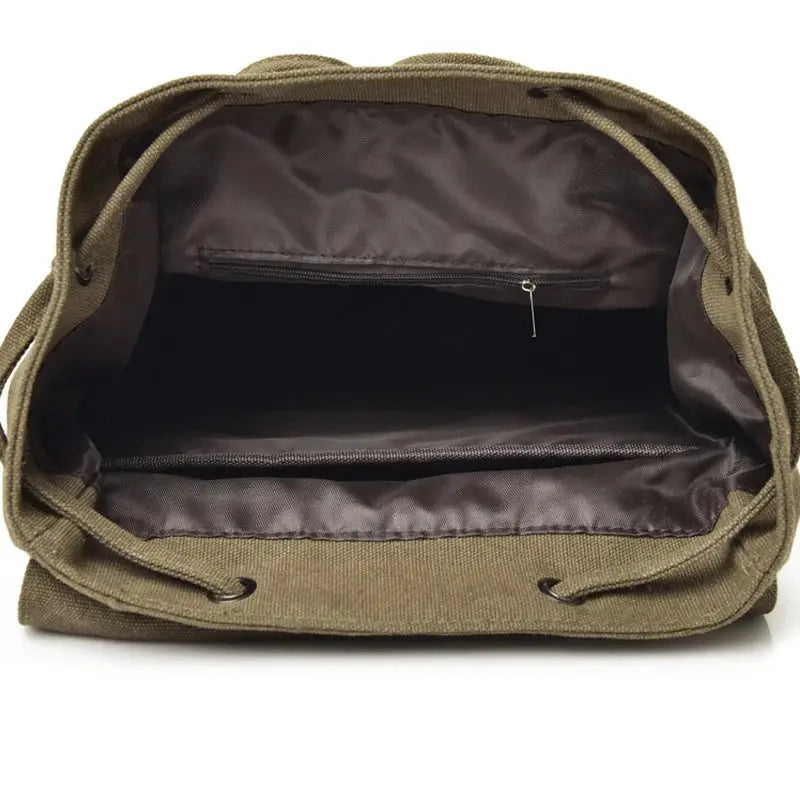 Canvas backpack olive green, large men’s school bag with inner zip pocket by Simples Market