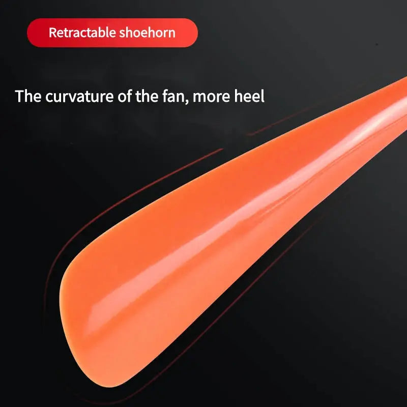 Retractable orange shoehorn, long plastic design, 1 piece