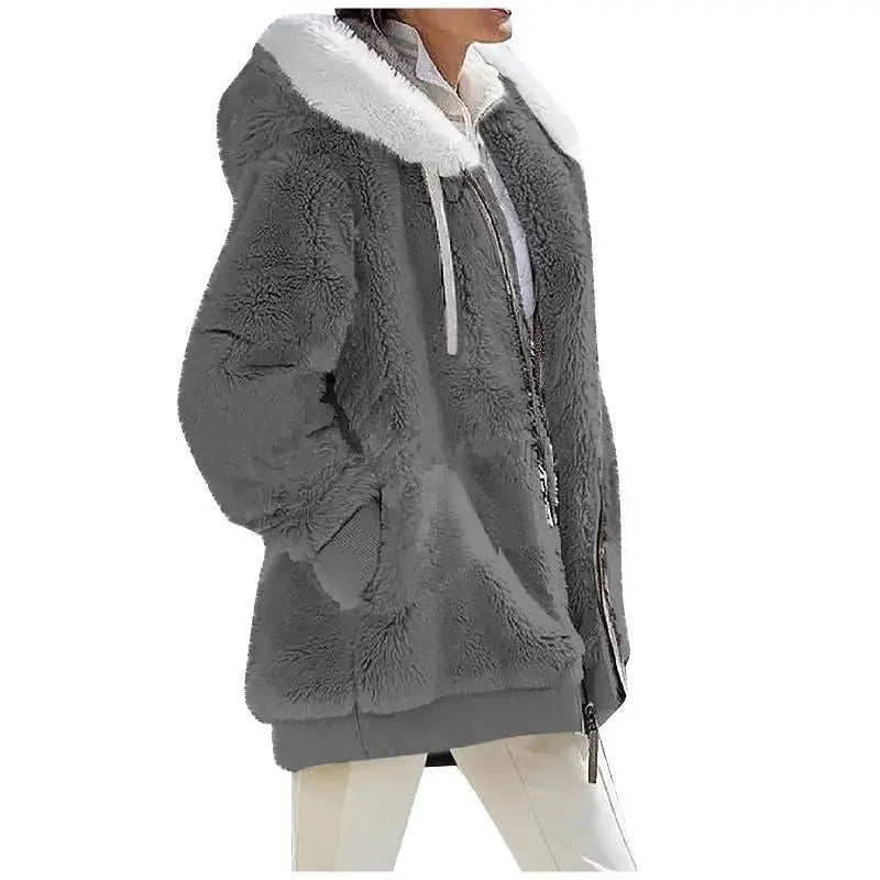 EverCozy Women Hooded Fleece Jacket Thick Warmth Casual Streetwear for Autumn and Winter