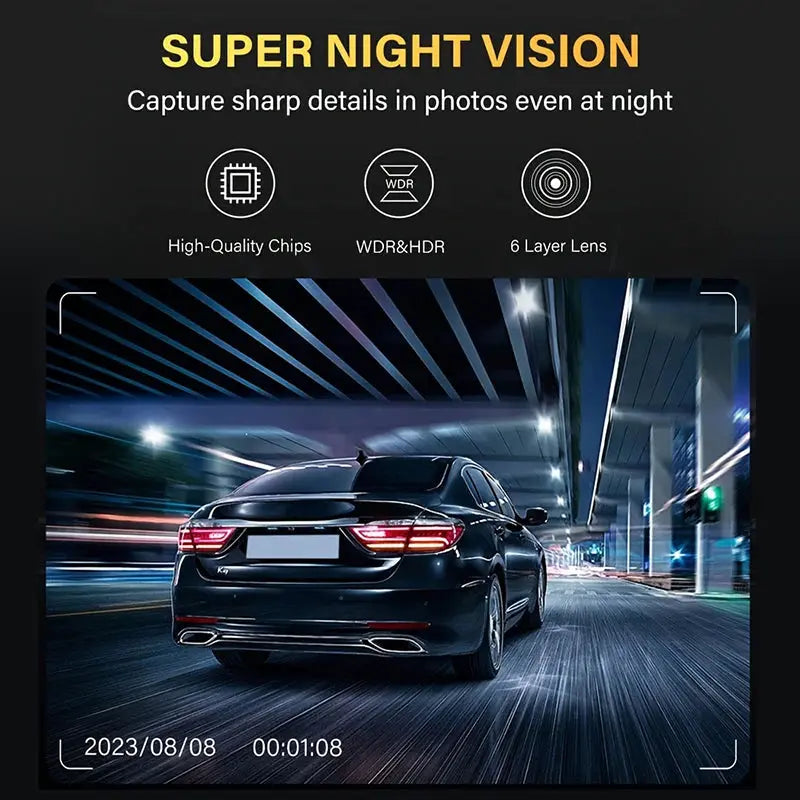 Simples Market 3-Channel Dash Cam for cars, 1080P video with night-vision, rear-view DVR