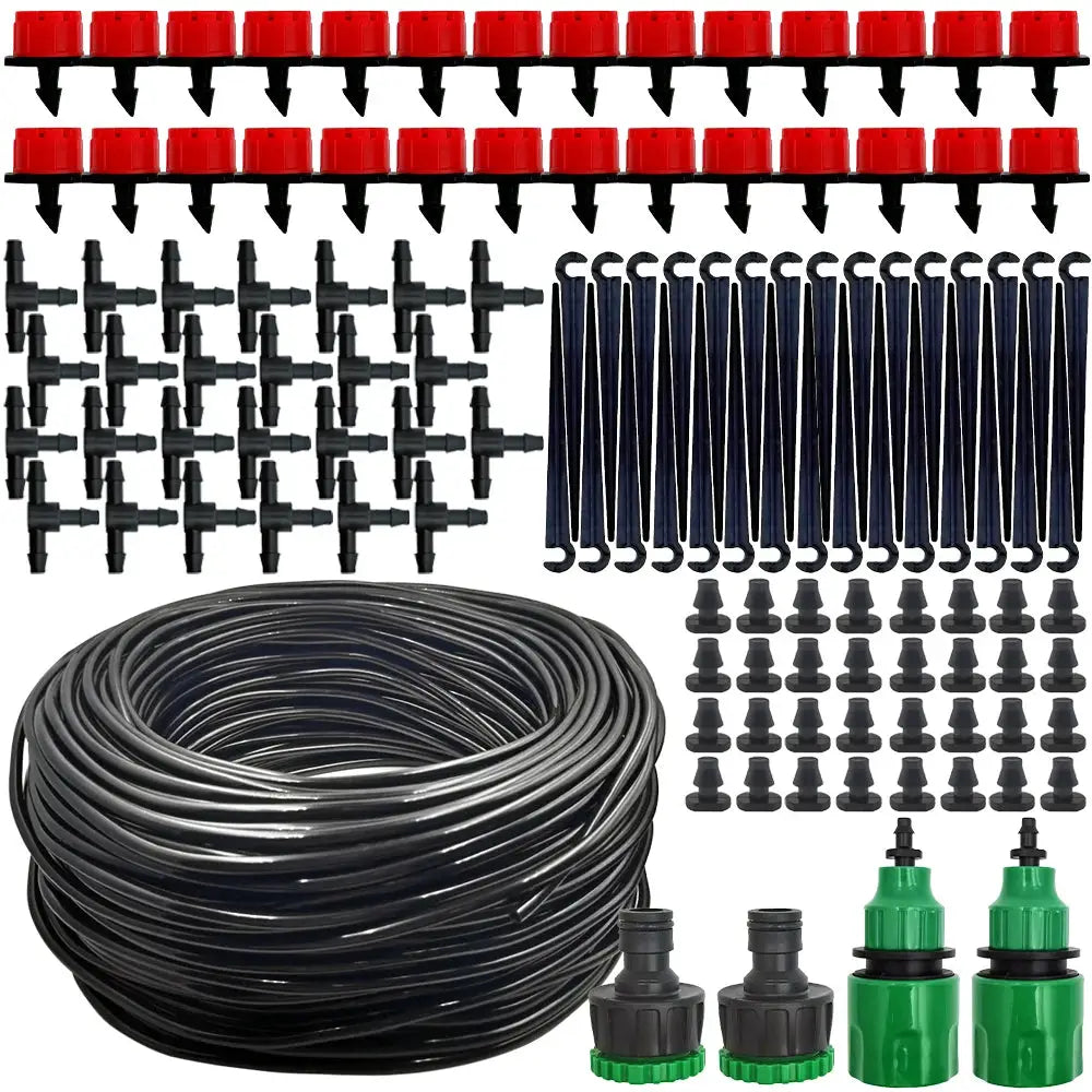Micro Drip Irrigation System Portable 20 Meter Automatic Watering With Adjustable Drippers Misting Kit For Garden Hose