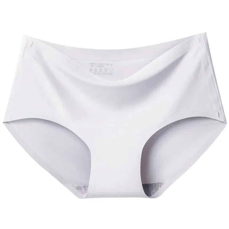 Women's seamless panties; white, full-coverage brief-style underwear.