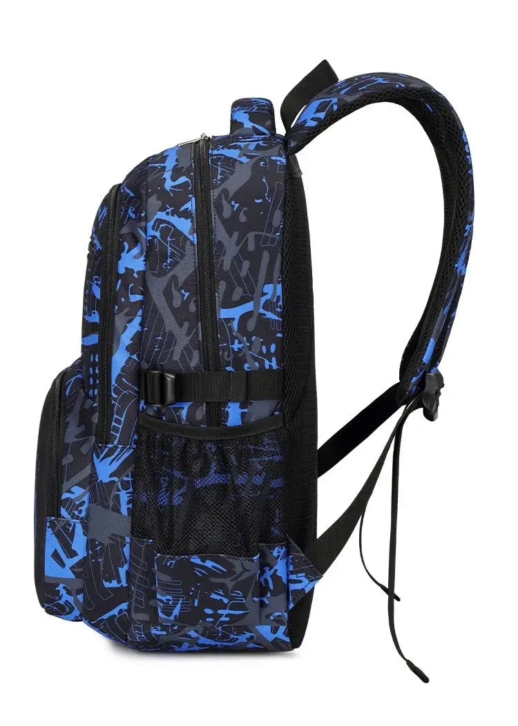 Backpack for boys in blue and black camouflage by Simples Market