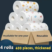 Absorbent Thickened Dishcloths Roll 50 To 100 Pcs Non Greasy Dry And Wet Use With Random Patterns For Sink Cleaning