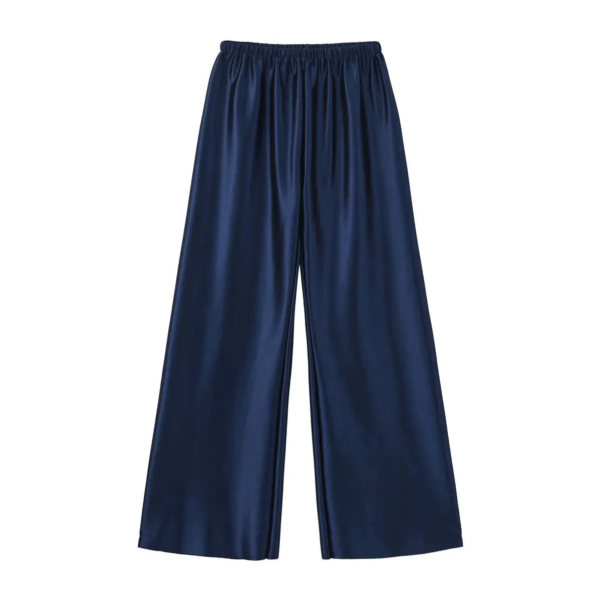 VelvetBloom Satin Wide Leg Pants With High Waist Elastic Closure For All Day Comfort And Elegant Summer Style