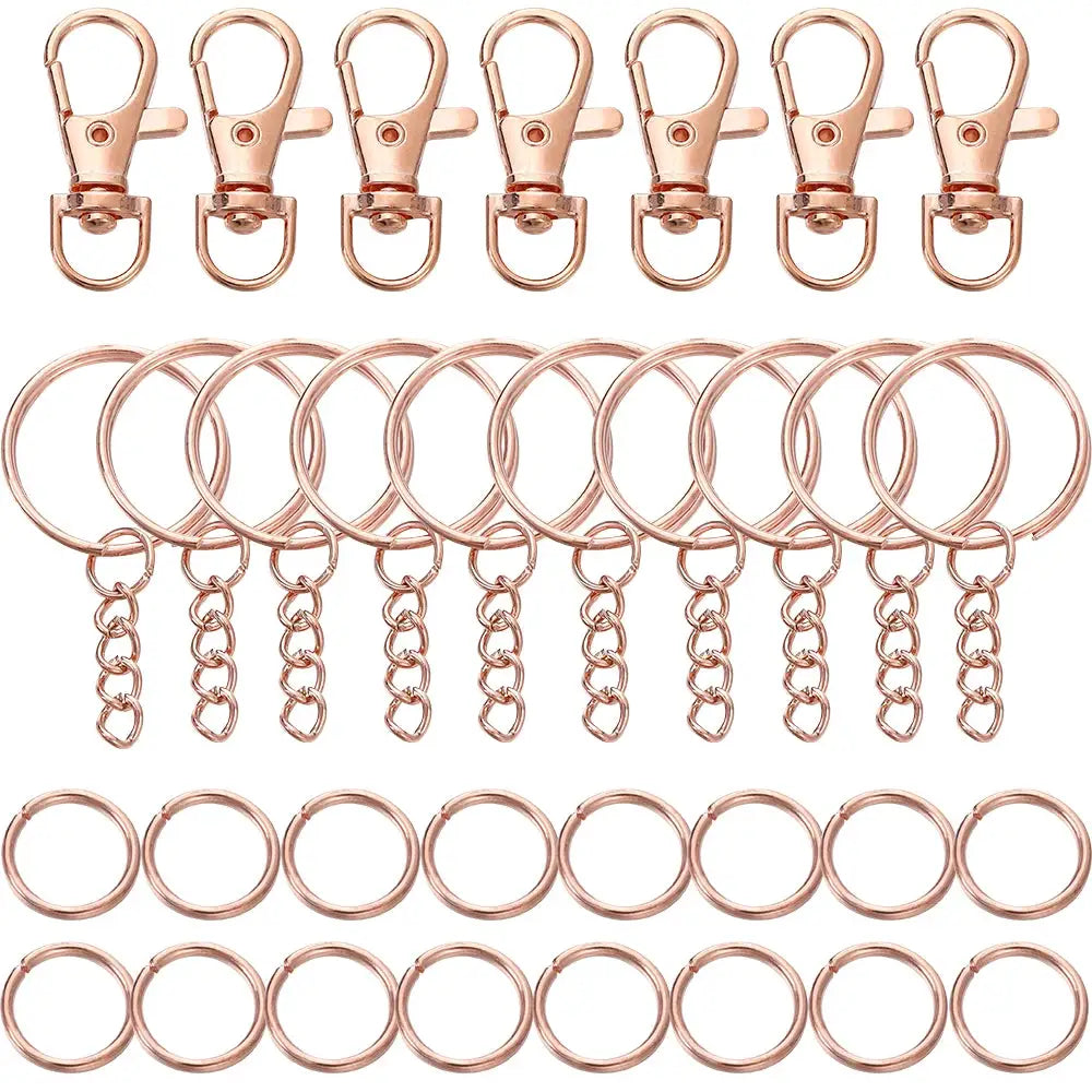 70 Piece Swivel Snap Hook And Key Ring Set With Jump Rings For DIY Keychains Lanyards Jewelry Making Supplies