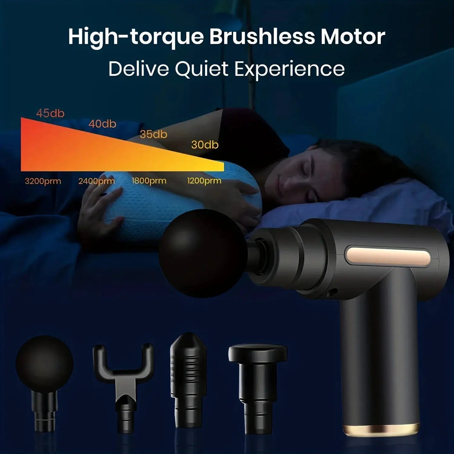Portable Fascial Massage Gun Percussion Massager With LED Touch Screen And Four Heads For Tissue Relaxation