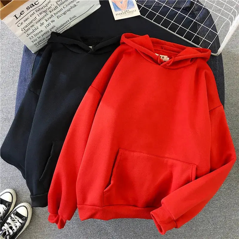 UrbanEase Casual Womens Solid Hoodie Loose Fit Hooded Sweatshirt With Pockets For Warm Autumn Style