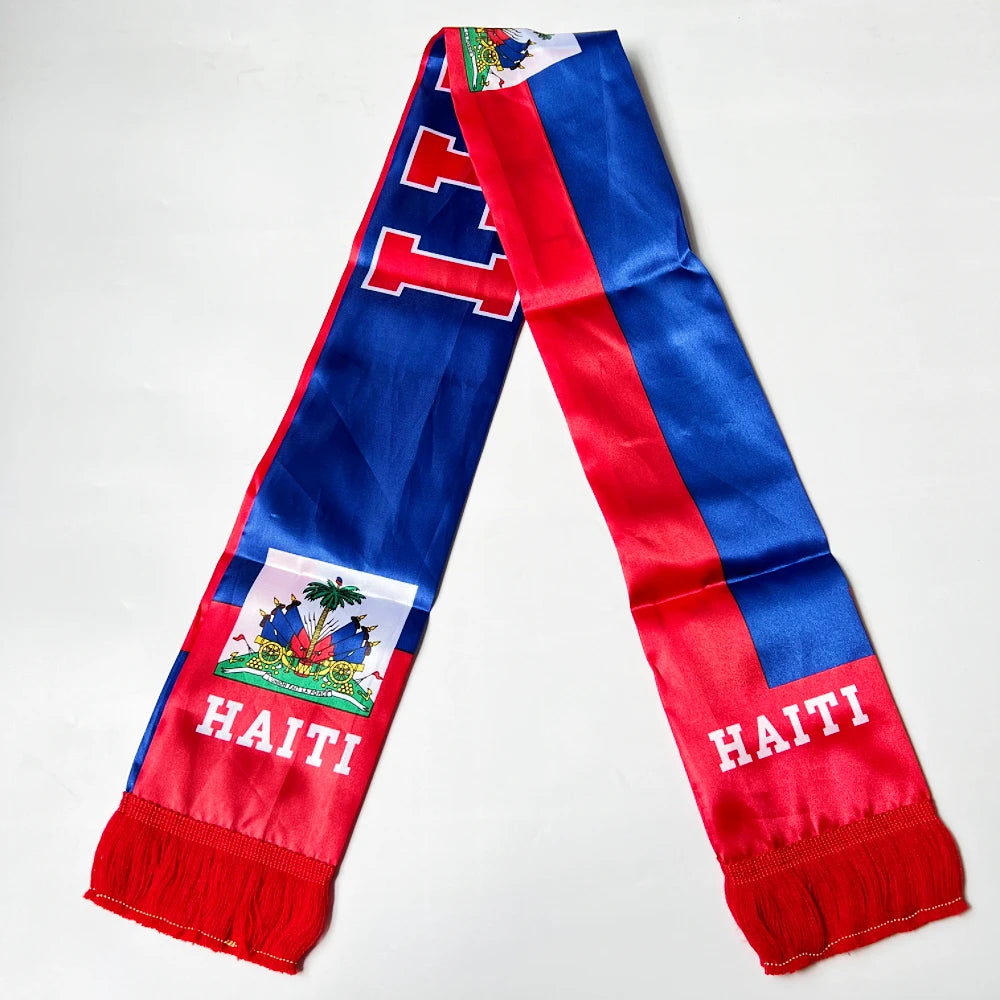 Double Sided Satin Scarf Flag USA Mexico Netherlands Iraq Haiti France