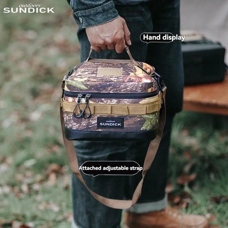 Insulated Camping Bowl and Cup Storage Bag for Outdoor Gear in Black, Brown, Army Green or Camo