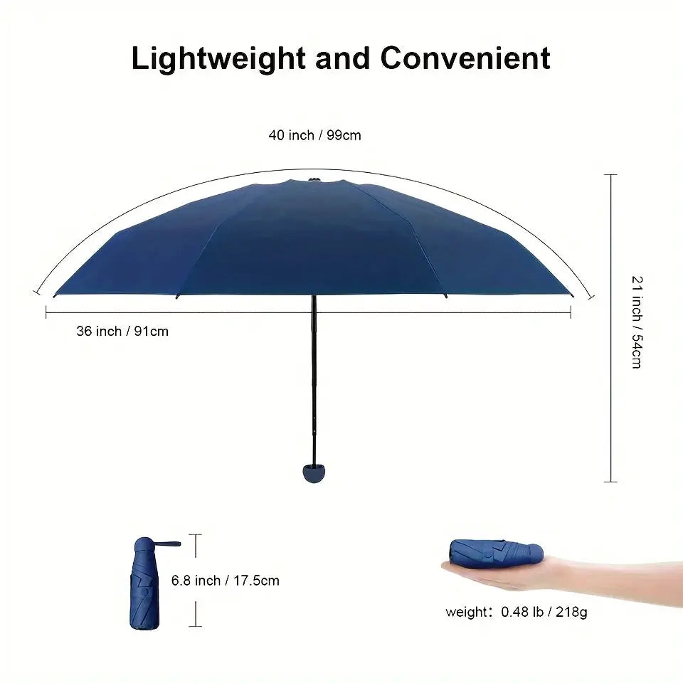 Portable 1 Piece Anti UV Mini Umbrella For Sunny And Rainy Days With UV Coating And Six Reinforced Ribs