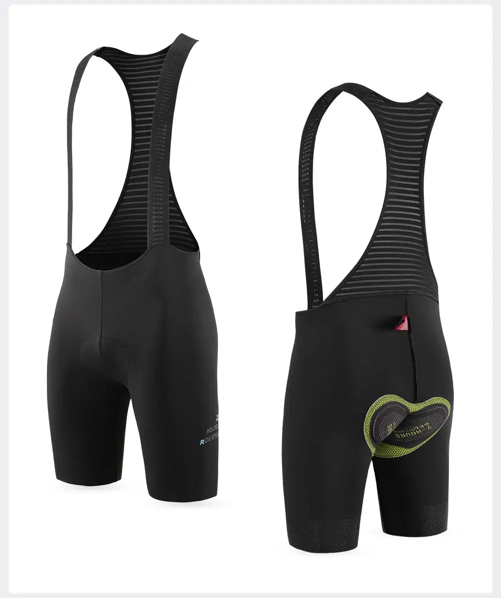Simples Market men's cycling bib shorts, black, padded for long rides with breathable straps