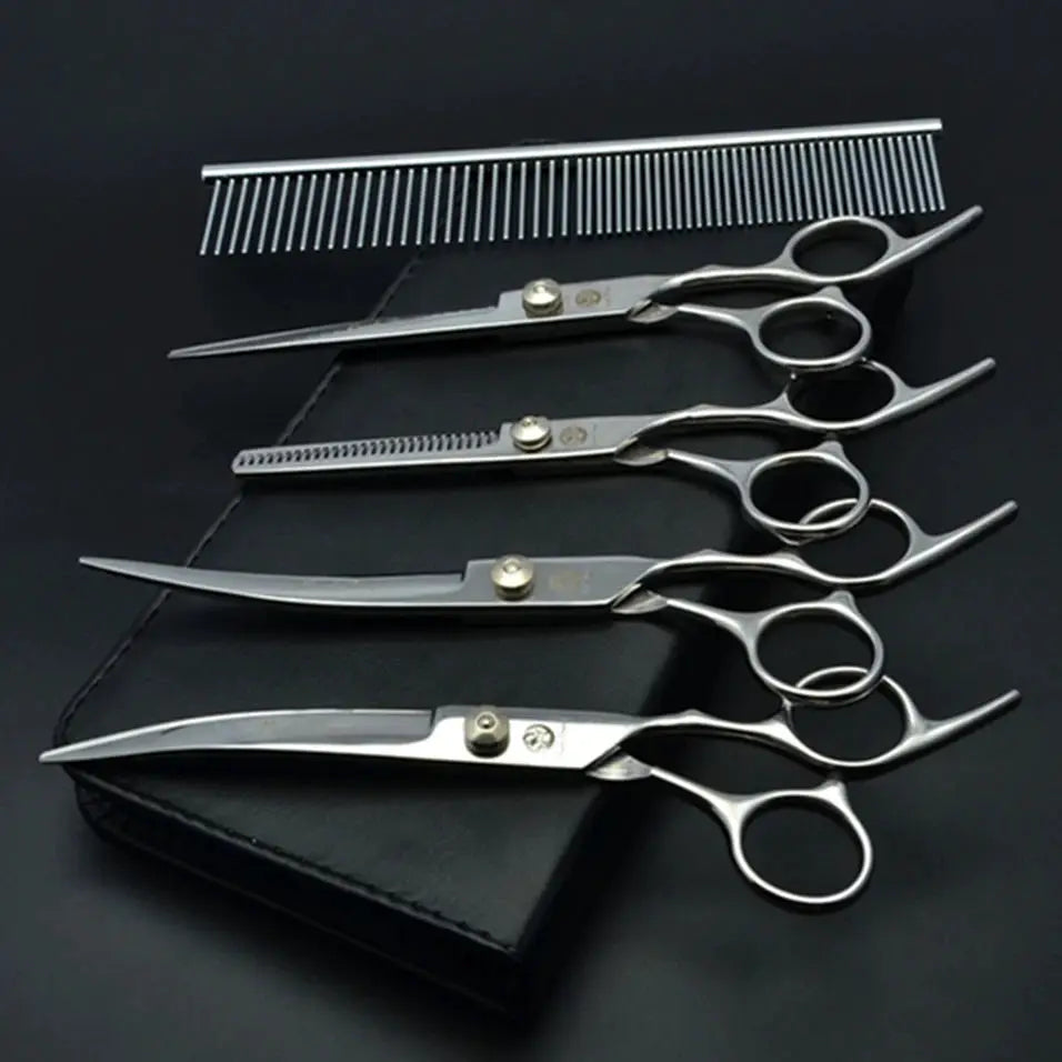 Purple Dragon Dog Grooming Scissors 6 Inch And 7 Inch Professional Stainless Steel Thinning Curved Shears