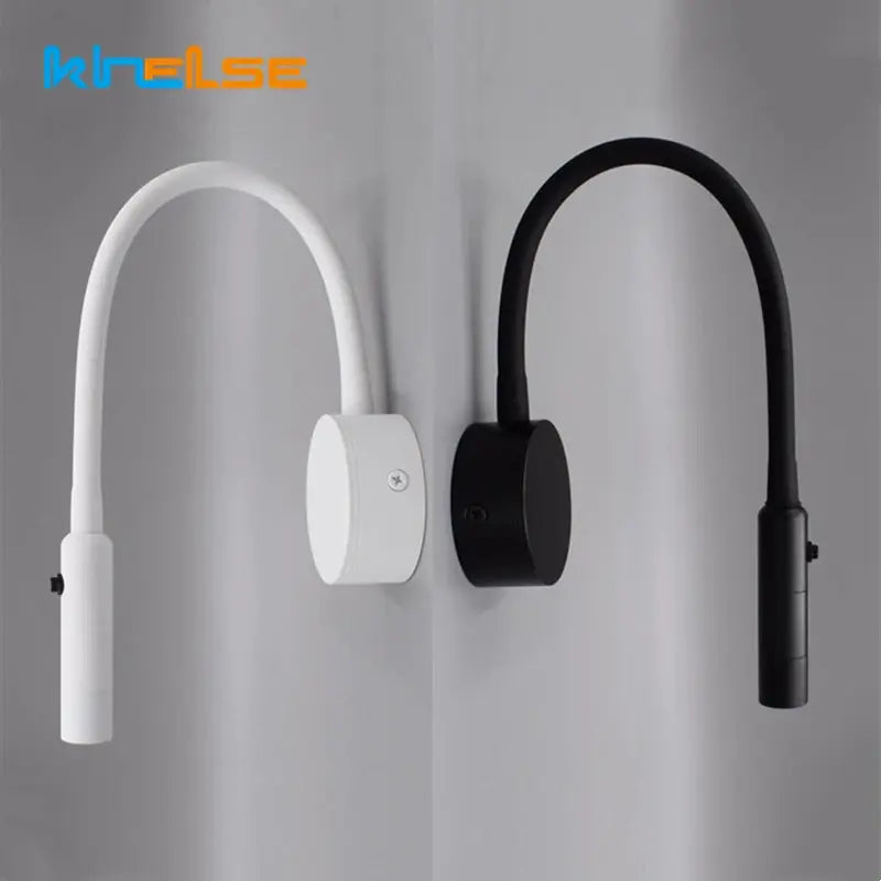 Simples Market LED Flexible Hose Wall Lamp set with two gooseneck lights in white and black