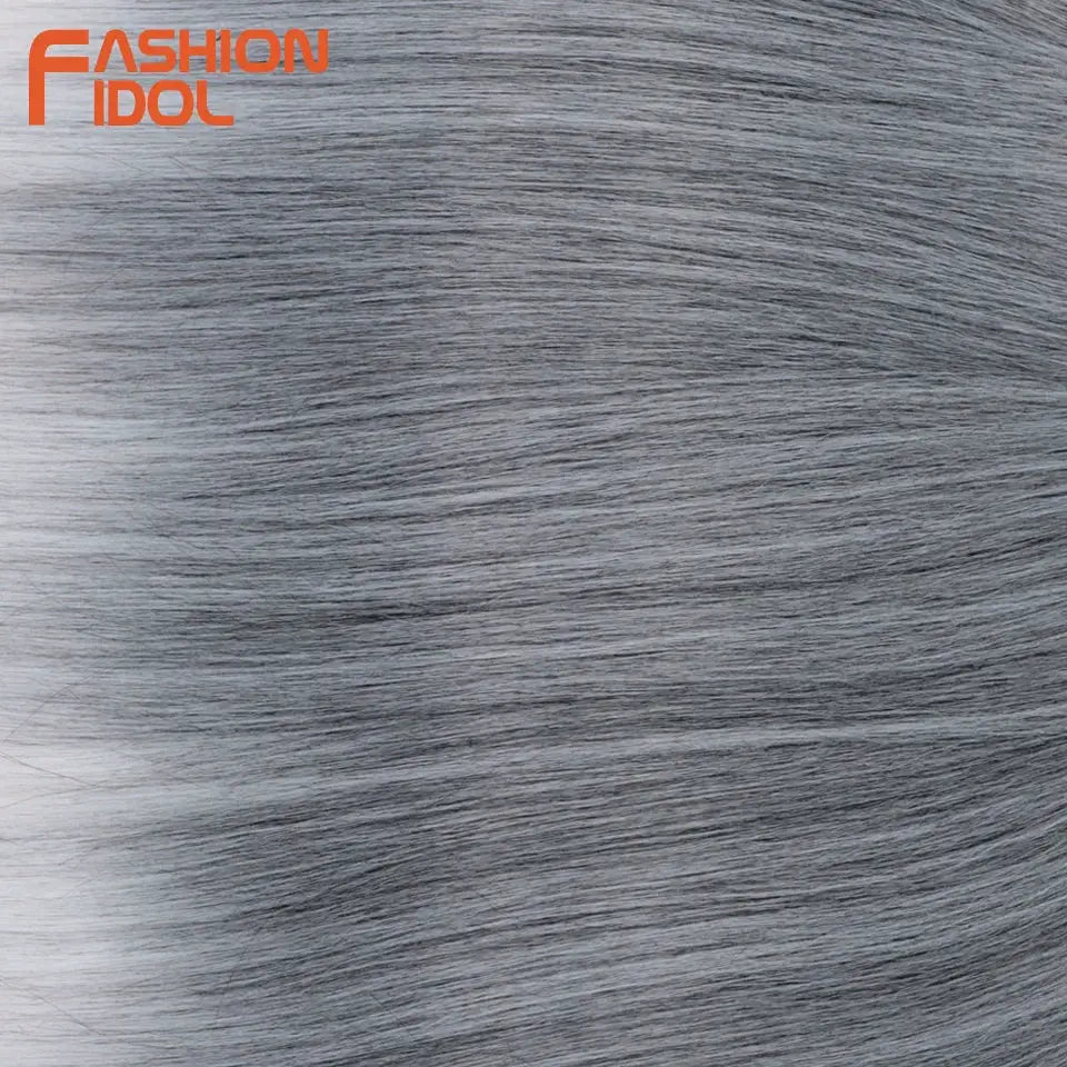 28 Inch 3 Pack Ariel Straight Pony Crochet Braids Extensions Synthetic Braiding Hair Ombre Silver Grey