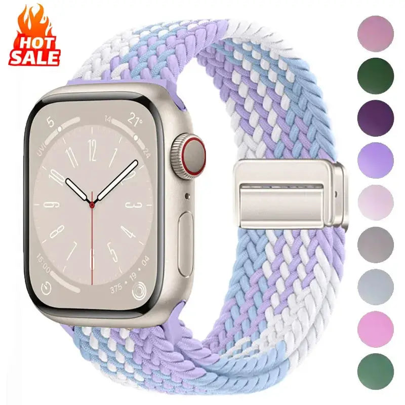 Nylon Braided Band Strap Compatible For Apple Watch S10 46mm 44mm 40mm 45mm 49mm 41mm 38mm iWatch series se 10 7 3 5 6 8 9 Ultra