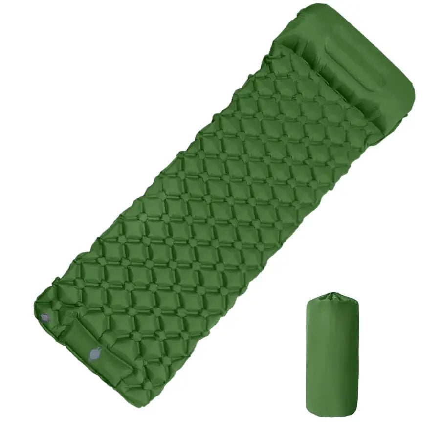 Outdoor Camping Inflatable Sleeping Pad With Built In Pillow And Inflator Pump Ultralight Air Mat For Hiking