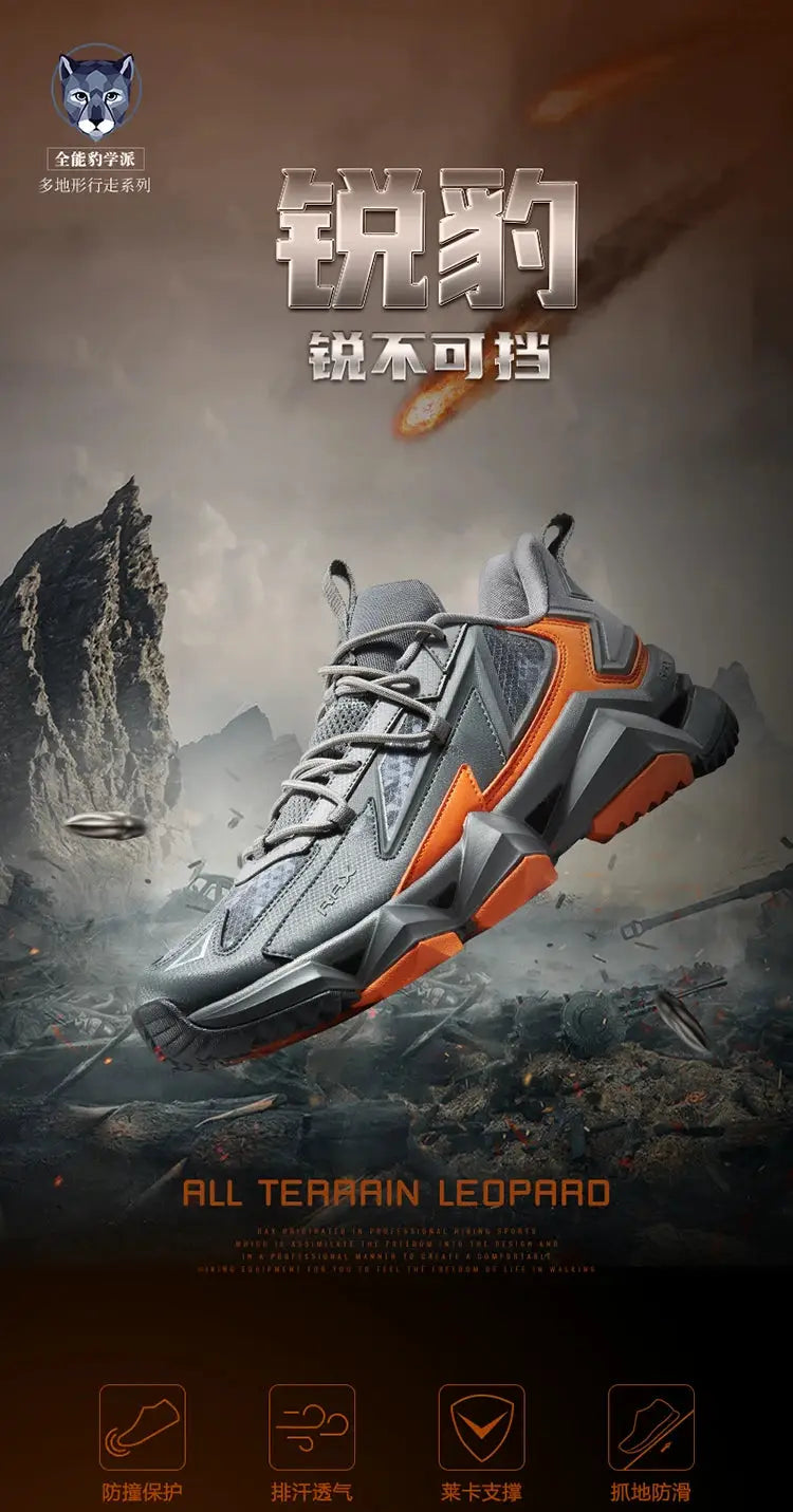 Rax men's waterproof hiking shoes by Simples Market, gray with orange accents, rugged outdoor trekking boots