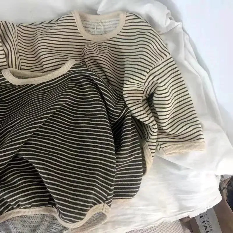 Lawadka Cotton Striped Long Sleeve T Shirt For Kids Boys And Girls Casual Autumn Spring Size 1 To 8T
