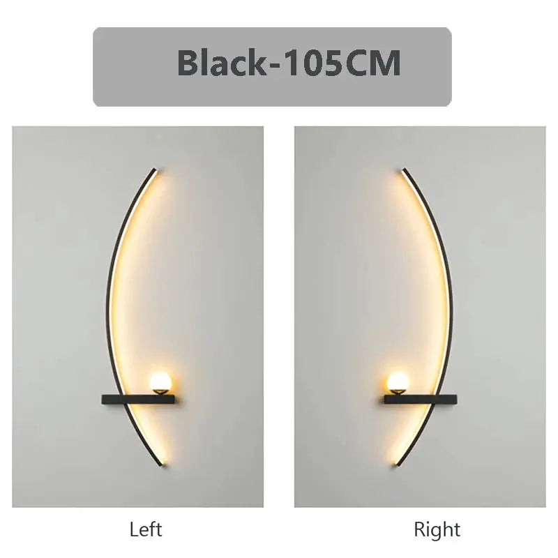 2-unit LED wall lamp in black, 105 cm, modern decor lighting by Simples Market