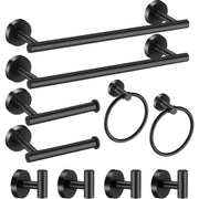 Bathroom hardware set by Simples Market, matte black, wall-mounted towel bars, towel rings and toilet paper holder