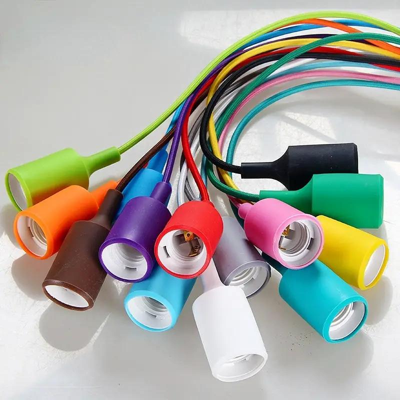 Pendant lights set with silica gel lamp sockets in 13 colors, Simples Market, 100cm cords, E27 holders