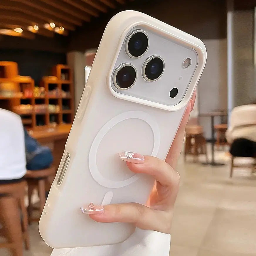 White liquid-silicone 2-in-1 magnetic shockproof iPhone case with MagSafe bumper for iPhone 17 Pro Max