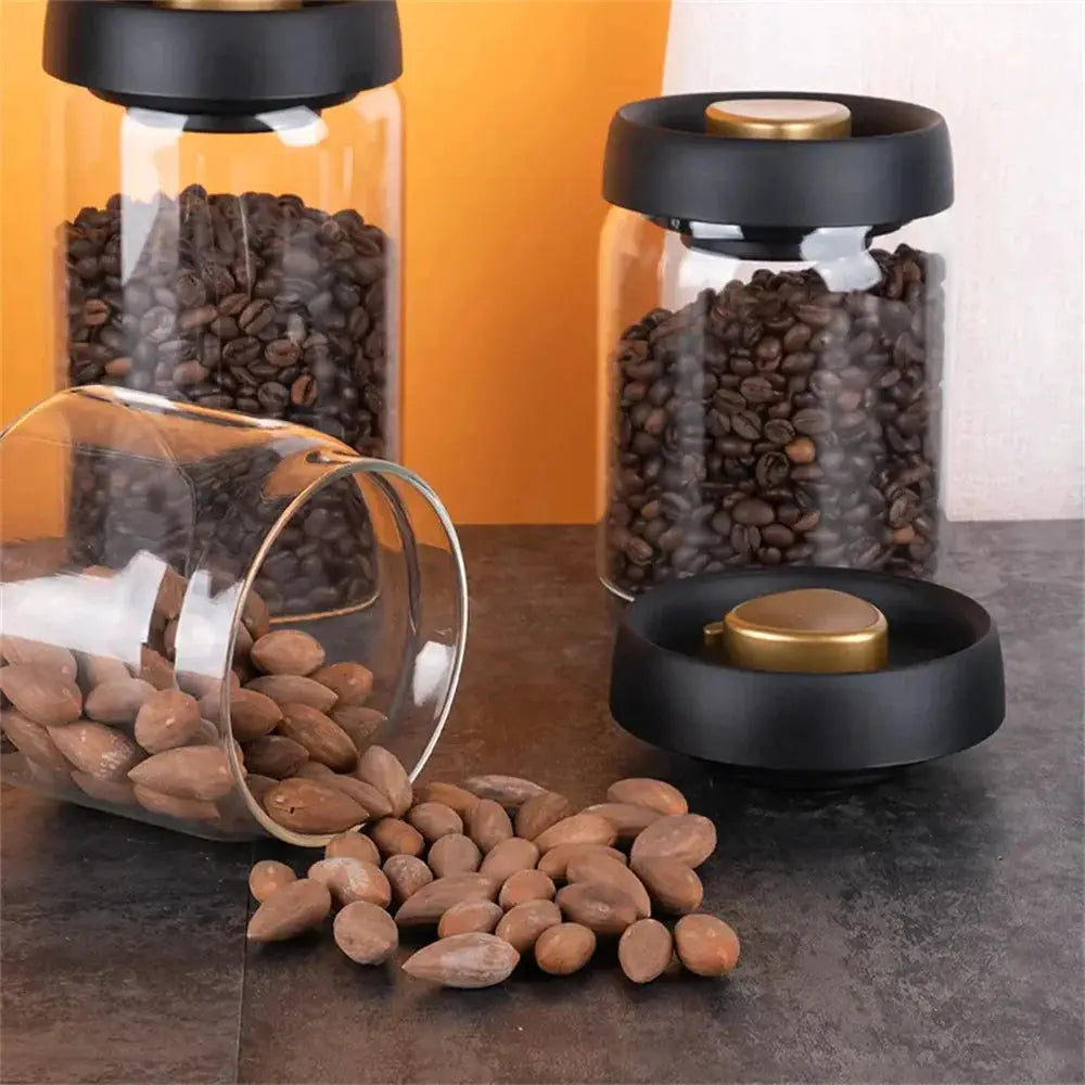 Coffee Beans Vacuum Sealed Glass Food Storage Jars Airtight Container Moisture Proof Odor Resistant Kitchen Organizer