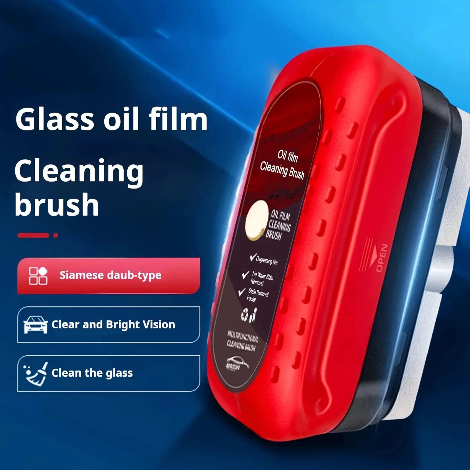 Car glass cleaning brush, red oil-film windshield cleaner tool by Simples Market