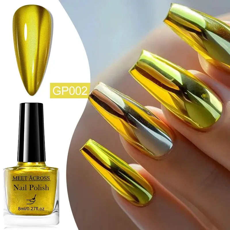 NovaGlow Metallic Nail Polish Mirror Effect 8ml Fast Drying Long Lasting No Lamp Cure Professional Salon Quality