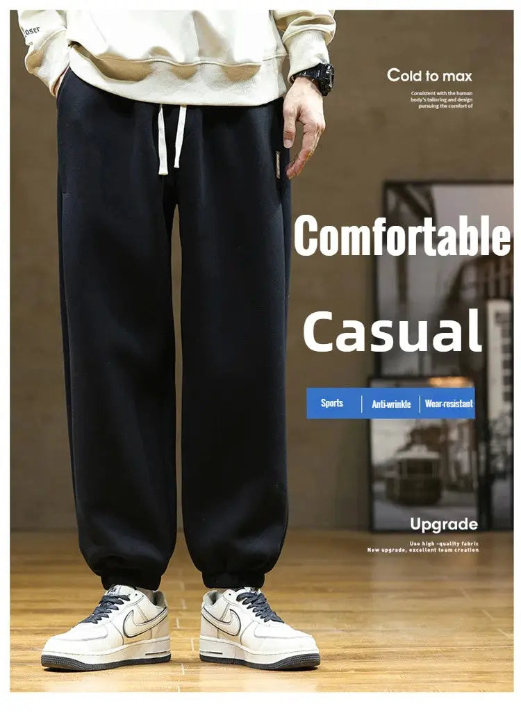 Men's black drawstring jogger sweatpants for casual wear