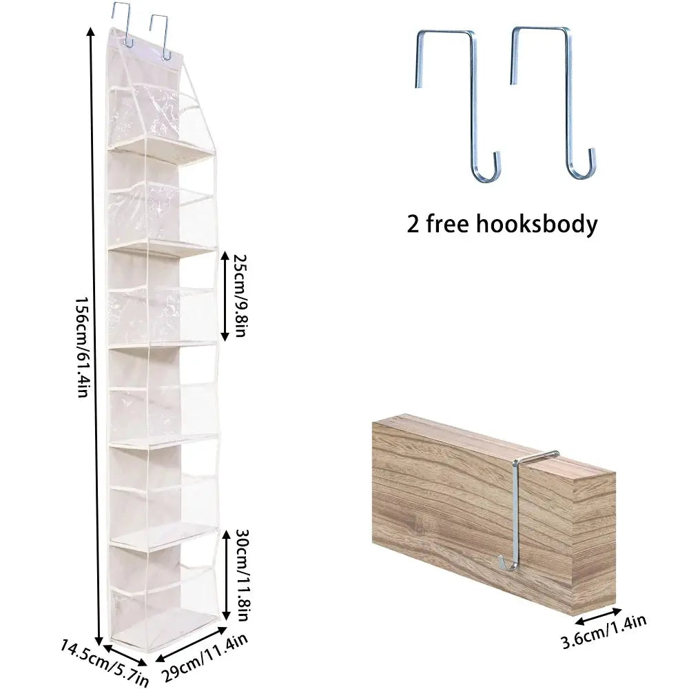 Over the Door Hanging Organizer 4 Or 6 Layer Storage for Cosmetics Nursery Bathroom Closet Bedroom Dorm
