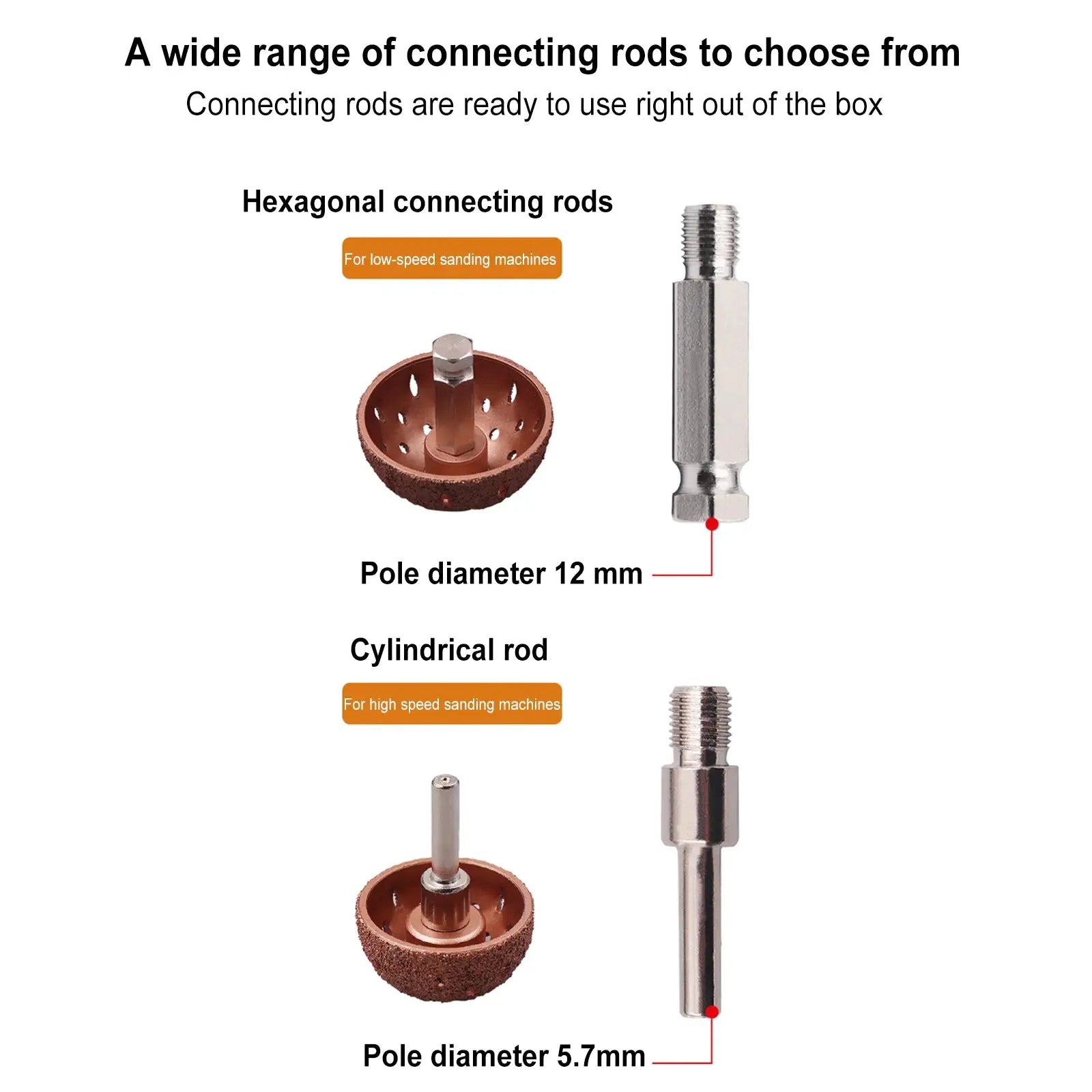 Simples Market tire grinding head; tungsten steel hemispherical wheel with 12 mm shaft