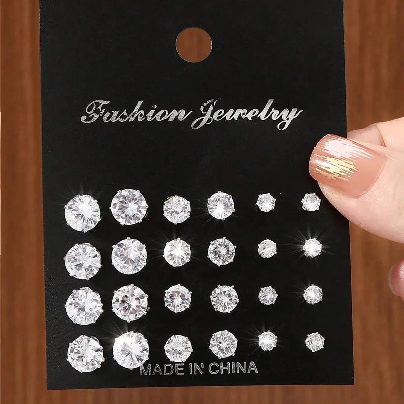 12 Pairs Zirconia Decorative Stud Earrings Set Luxurious Simple Shiny Gift For Women For Parties And Occasions