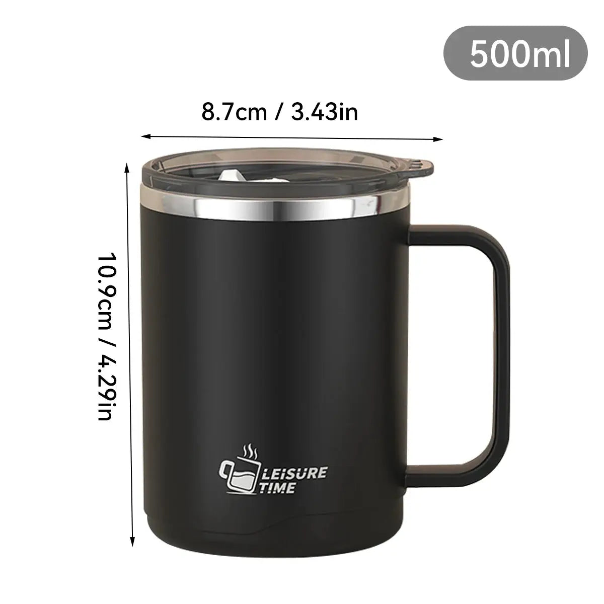 Double Wall Insulated 304 Stainless Steel Coffee Mug With Handle Leak Proof 500ml 16oz Drinkware For Adults And Students