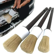 Three Piece Car Exterior And Interior Detail Brush Set With Boar Hair Bristles For Auto Detailing And Dashboard Cleaning