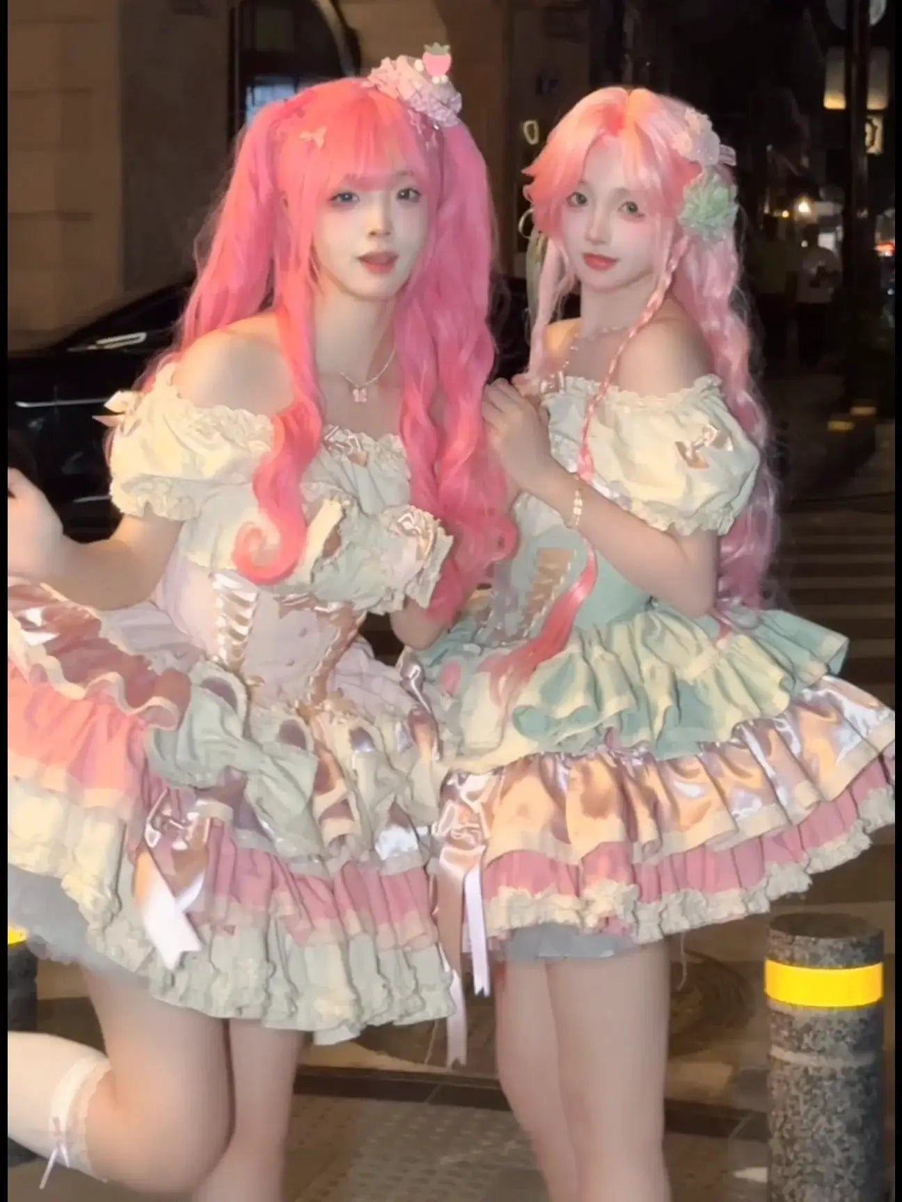 Girls Birthday Lolita Dress Tube Top Satin Bowknot Pettiskirt Mini