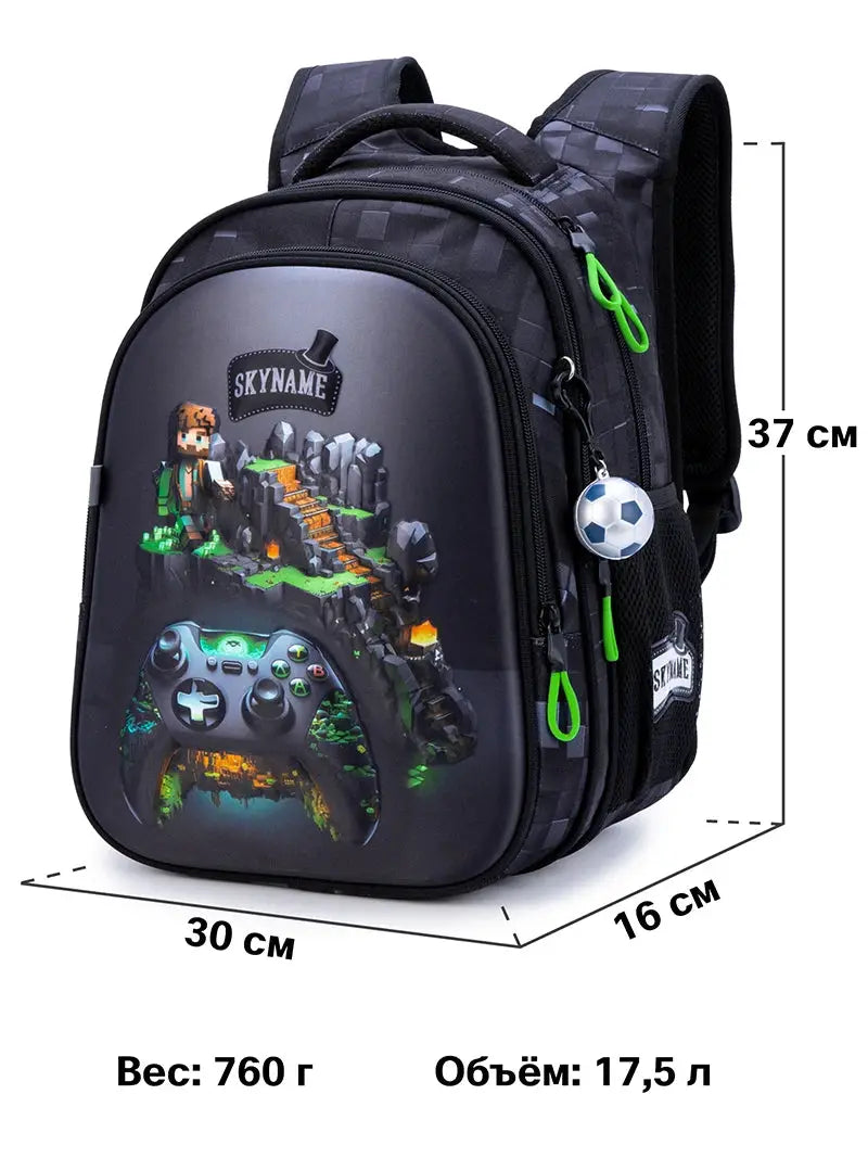 School backpack for boys with gaming controller art, dark navy, waterproof Simples Market