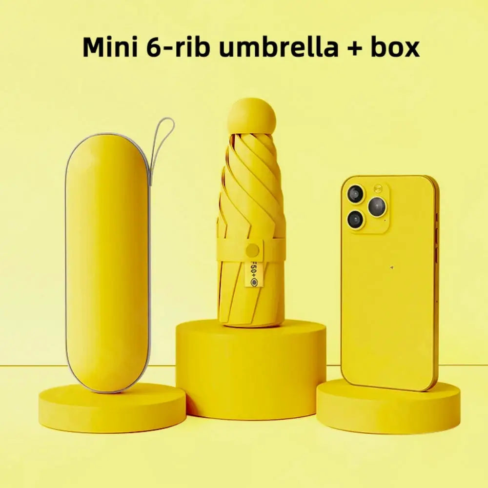 Portable 1 Piece Anti UV Mini Umbrella For Sunny And Rainy Days With UV Coating And Six Reinforced Ribs